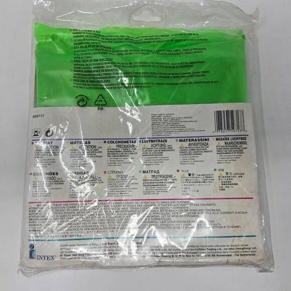 VINTAGE INTEX WET SET 59717 GREEN INFLATABLE POOL RAFT AIR MAT 72”X30" 2000 NOS - Picture 7 of 7